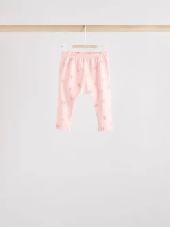 Roze/crème/konijnfiguur - 6 -delige set van top met lange mouwen en leggings (0mnd -3jr)