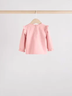 Roze/crème/konijnfiguur - 6 -delige set van top met lange mouwen en leggings (0mnd -3jr)