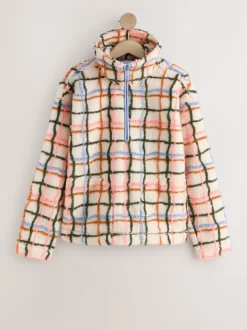 Roze/ecru geruit - Soft Touch Knusse Teddy Borg Kwartrondrits Fleece