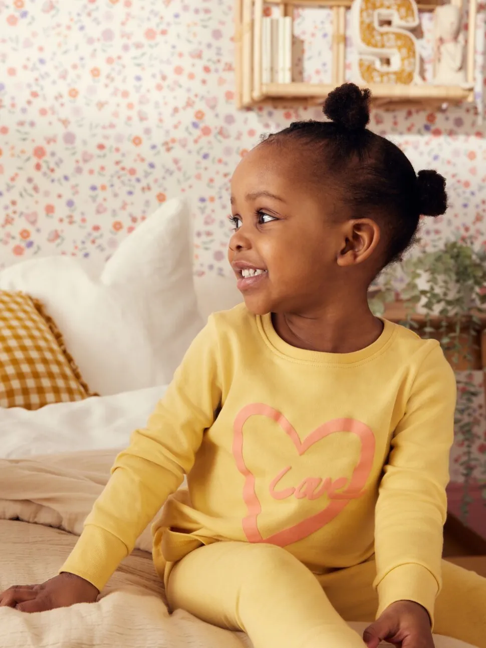 Roze/geel met slogan - Verpakking van 3 knusse pyjama's met print (9 mnd - 12 jr)