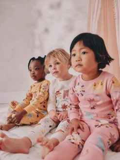 Roze/gele westernprint - Verpakking van 3 knusse pyjama's (9 mnd-12 jr)