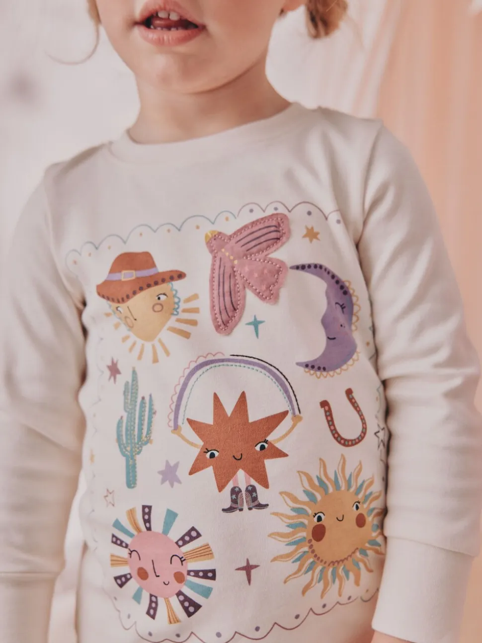 Roze/gele westernprint - Verpakking van 3 knusse pyjama's (9 mnd-12 jr)