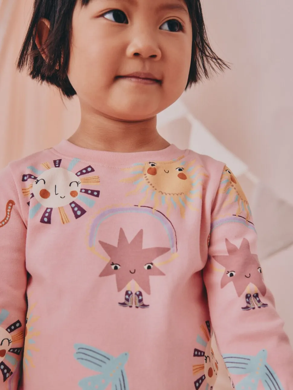Roze/gele westernprint - Verpakking van 3 knusse pyjama's (9 mnd-12 jr)