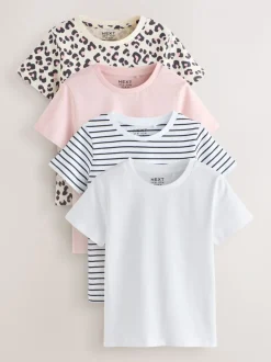 Roze/gestreept/met dierenprint - T-shirts 4 Pack (3-16jr)