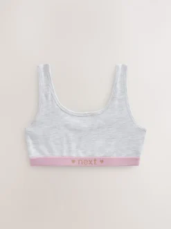 Roze/grijs - Set van 3 crop tops met diepe ronde hals (5 - 16 jr)