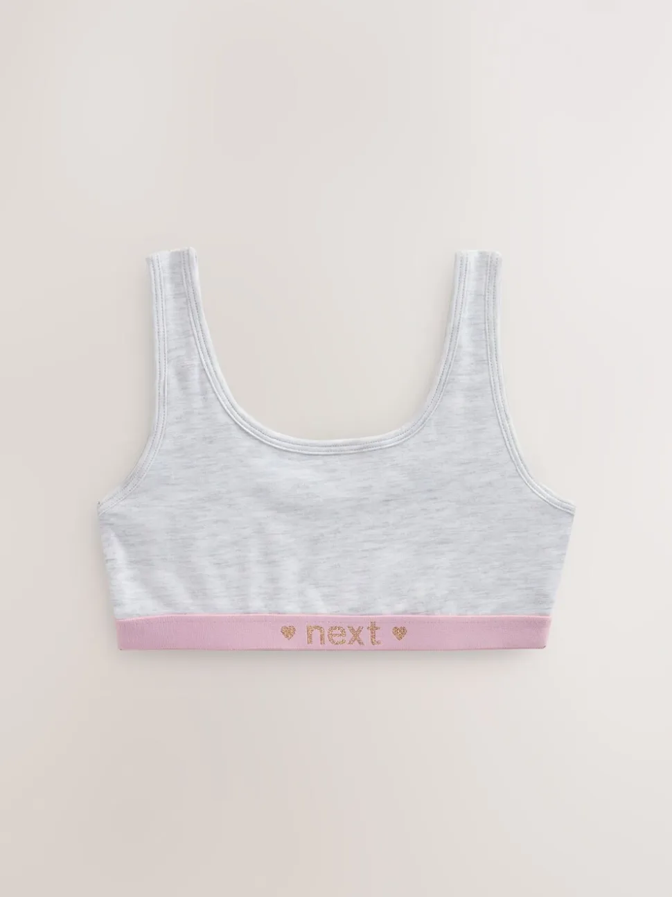 Roze/grijs - Set van 3 crop tops met diepe ronde hals (5 - 16 jr)