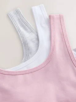 Roze/grijs - Set van 3 crop tops met diepe ronde hals (5 - 16 jr)