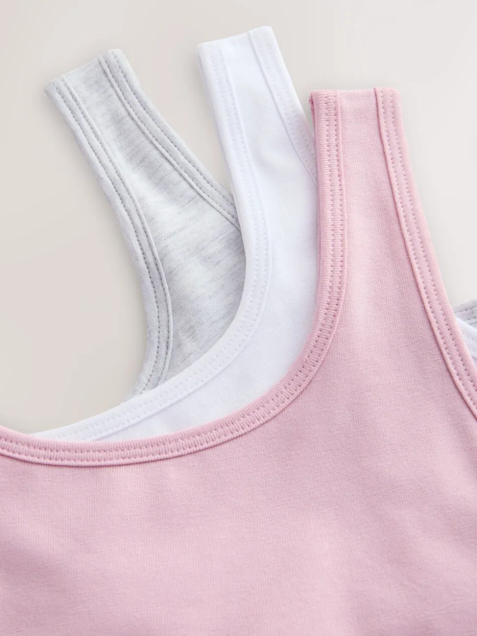 Roze/grijs - Set van 3 crop tops met diepe ronde hals (5 - 16 jr)