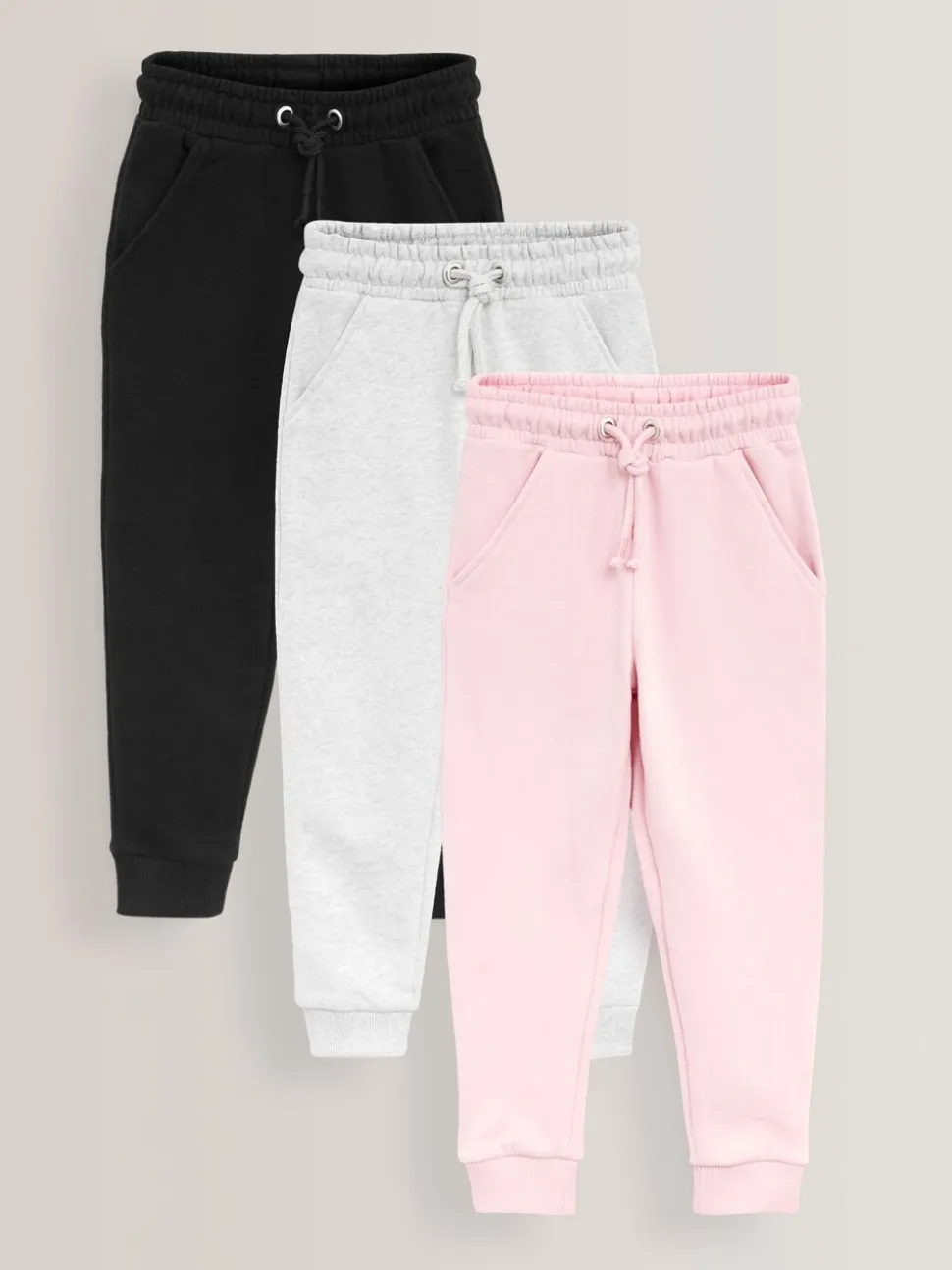 Roze/grijs/zwart - Verpakking van 3 zachte jersey joggingbroeken met normale pasvorm (3-16jr)