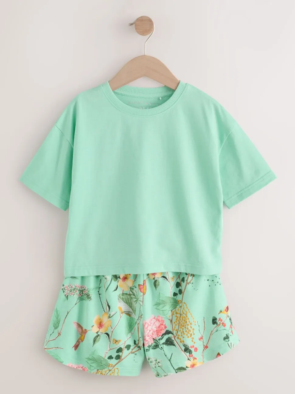 Roze/groen met bloemenprint - Set van 3 pyjama's met short (3-16 jr)