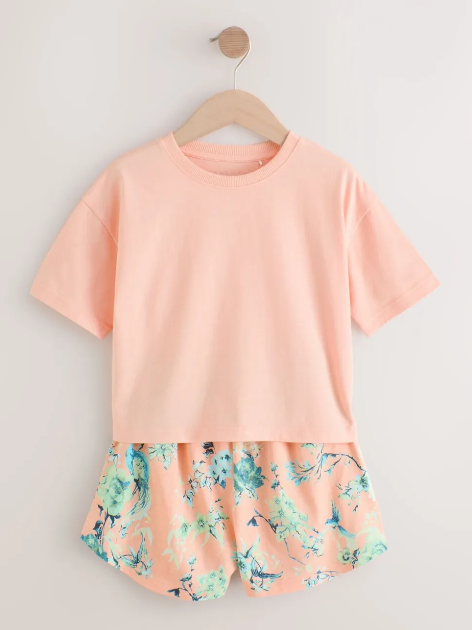 Roze/groen met bloemenprint - Set van 3 pyjama's met short (3-16 jr)