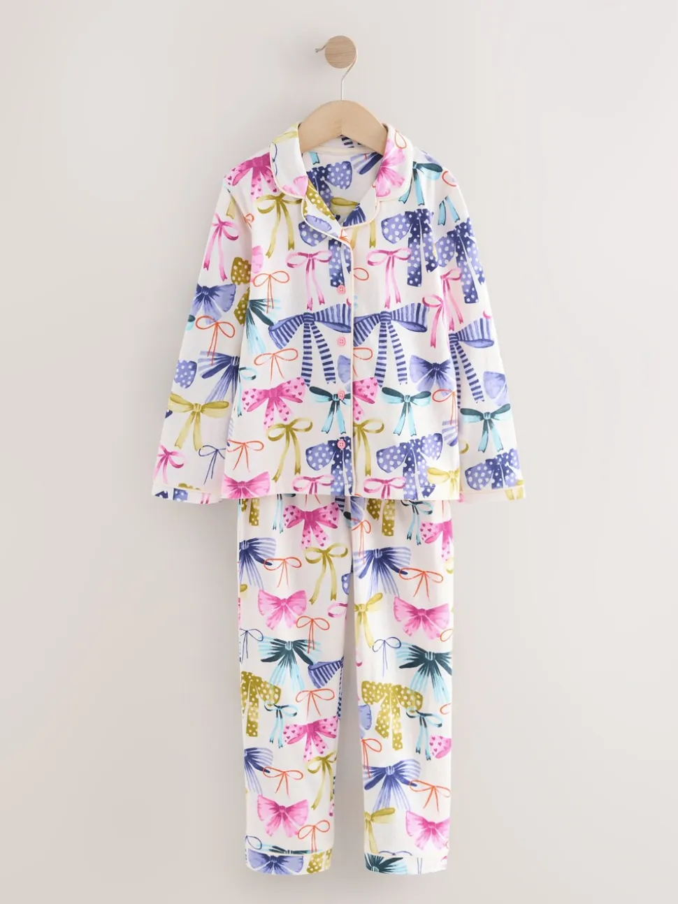 Roze/Groene strikprint - Pyjama met knoopsluiting (3-16jr)