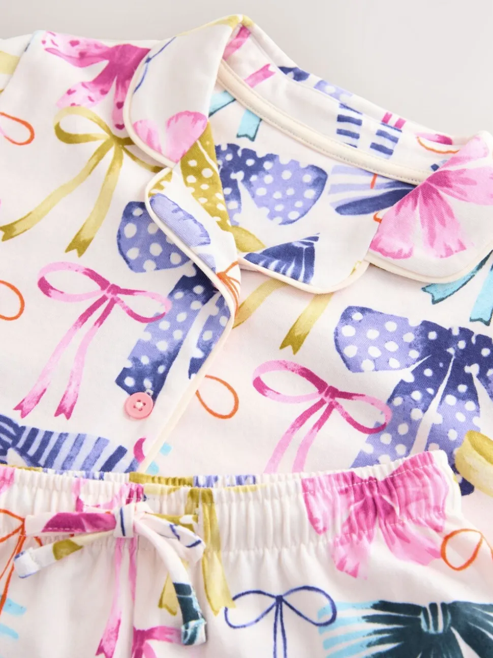 Roze/Groene strikprint - Pyjama met knoopsluiting (3-16jr)
