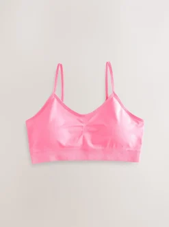 Roze/lila - Naadloze Cropped Tops 2 Pack met uitneembare, licht gewatteerde cups (7-16jaar)