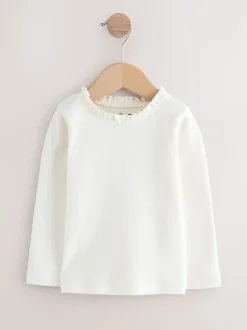 Roze/naturel - Geborduurde tops met lange mouwen (3mnd -7jr)