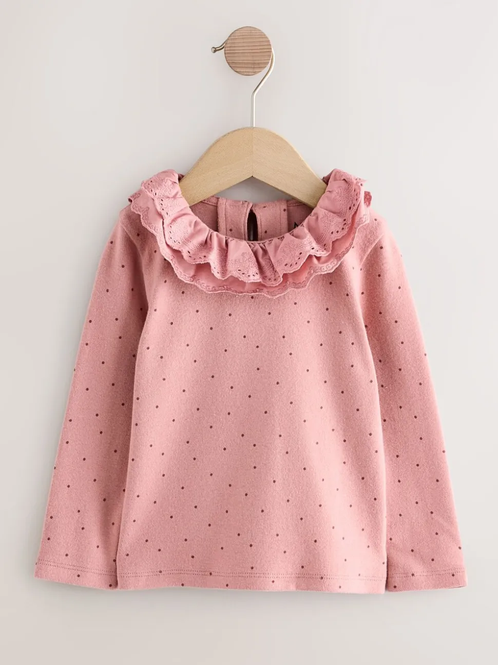 Roze/naturel - Geborduurde tops met lange mouwen (3mnd -7jr)