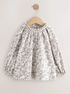 Roze/naturel - Geborduurde tops met lange mouwen (3mnd -7jr)