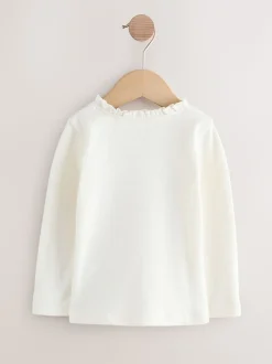 Roze/naturel - Geborduurde tops met lange mouwen (3mnd -7jr)