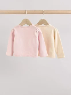 Roze/naturel - Verpakking van 2 100% katoenen vesten (0 mnd - 3 jr)