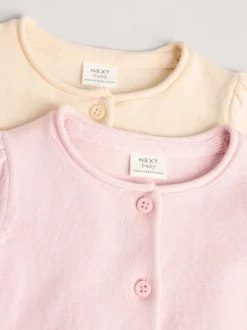 Roze/naturel - Verpakking van 2 100% katoenen vesten (0 mnd - 3 jr)