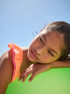 Roze/oranje - Bikini met ruches (3-16jaar)