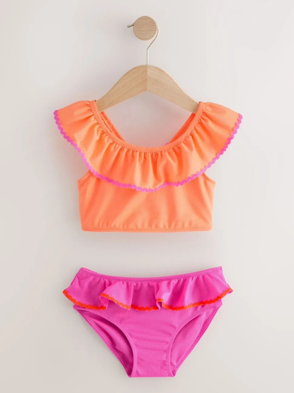 Roze/oranje - Bikini met ruches (3-16jaar)