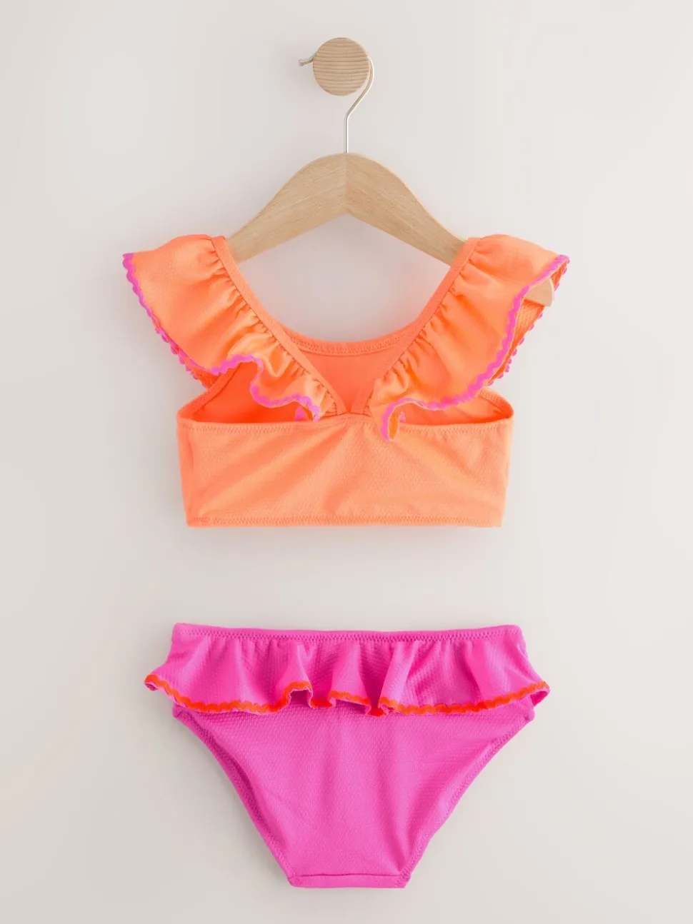 Roze/oranje - Bikini met ruches (3-16jaar)