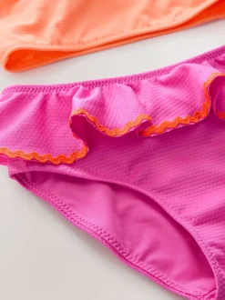 Roze/oranje - Bikini met ruches (3-16jaar)