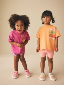 Roze/oranje - Top & Cycle Shorts Set 2 Pack (3mths-7yrs)