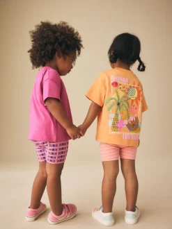 Roze/oranje - Top & Cycle Shorts Set 2 Pack (3mths-7yrs)
