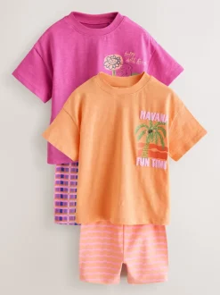 Roze/oranje - Top & Cycle Shorts Set 2 Pack (3mths-7yrs)