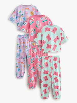 Roze/paars - Verpakking van 3 pyjama's met joggingbroek (3 - 16 jr)