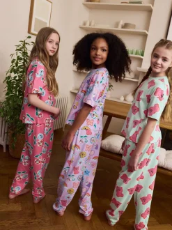 Roze/paars - Verpakking van 3 pyjama's met joggingbroek (3 - 16 jr)