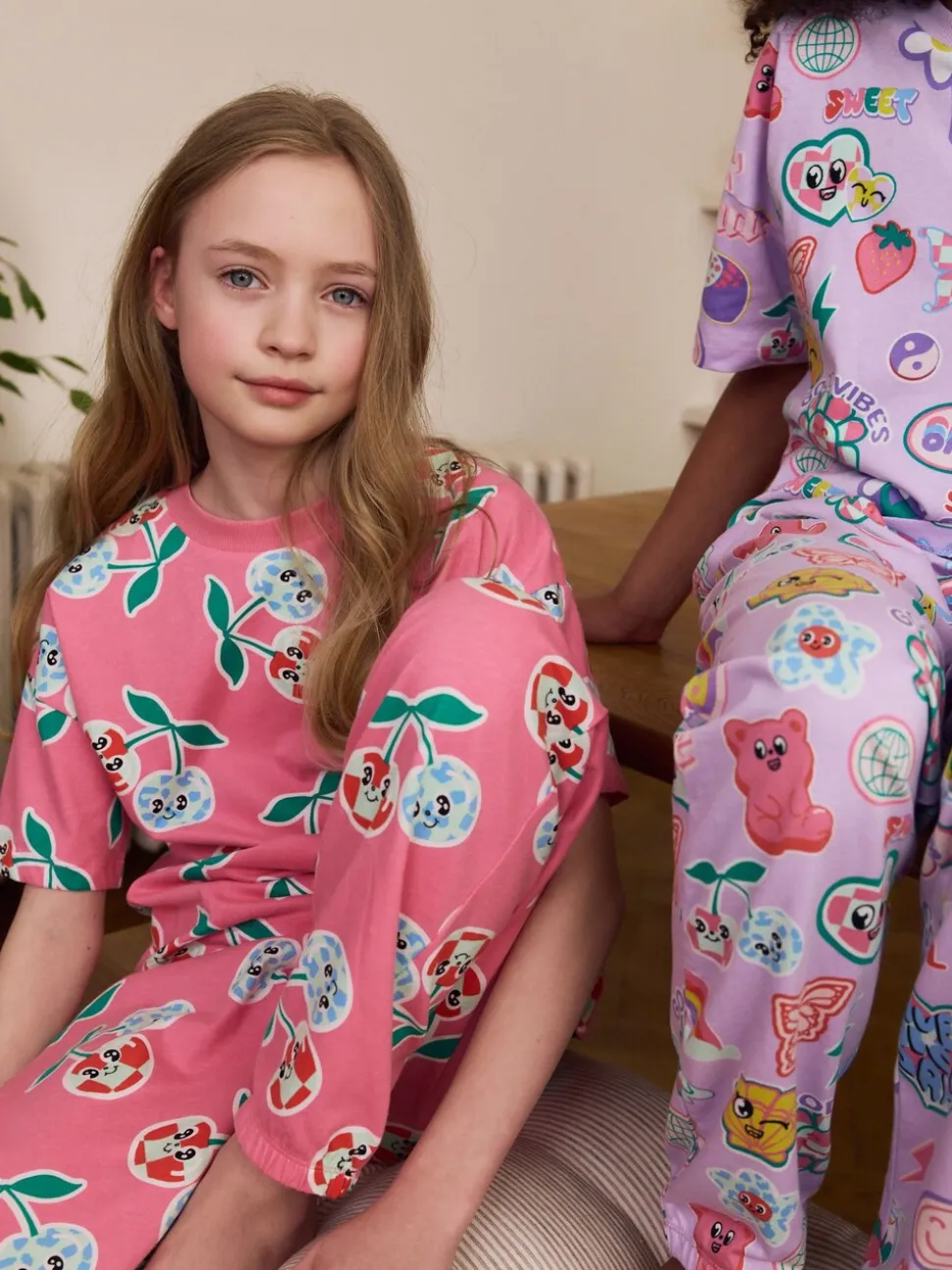Roze/paars - Verpakking van 3 pyjama's met joggingbroek (3 - 16 jr)