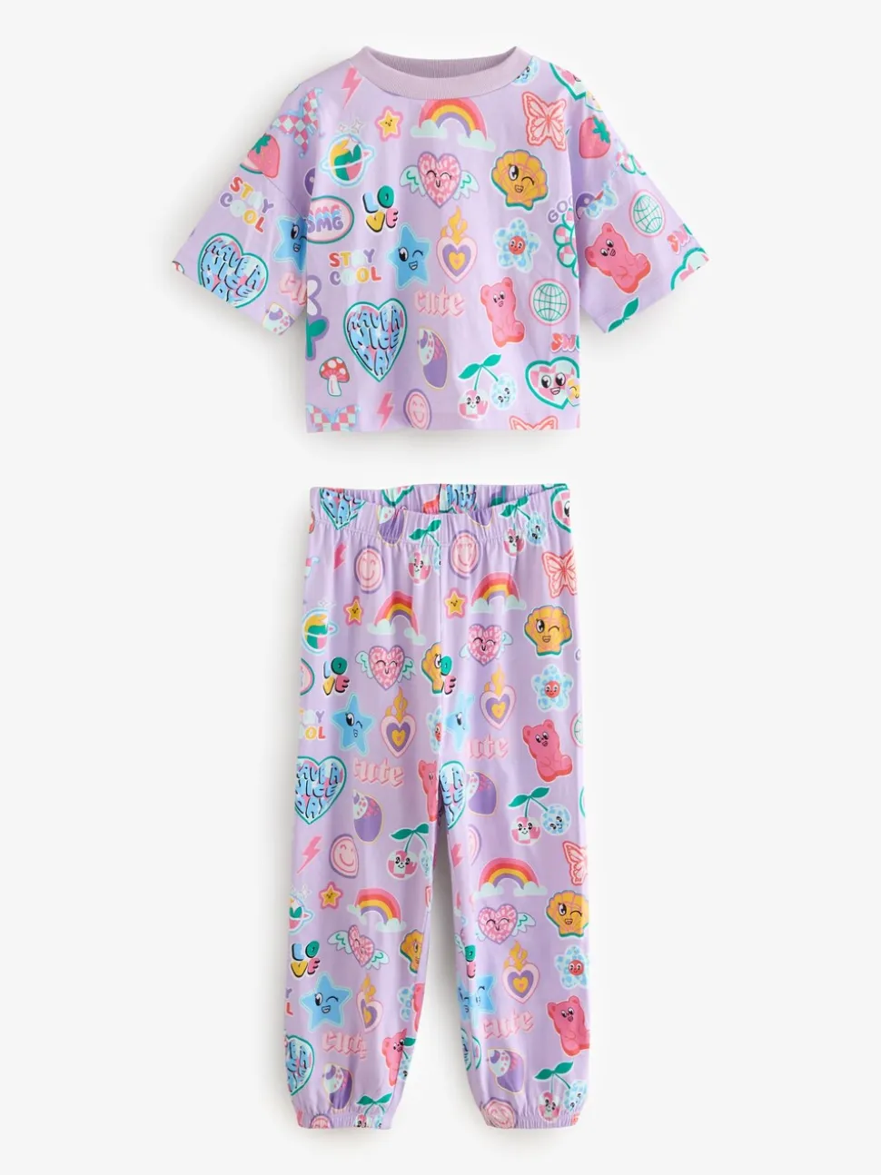 Roze/paars - Verpakking van 3 pyjama's met joggingbroek (3 - 16 jr)