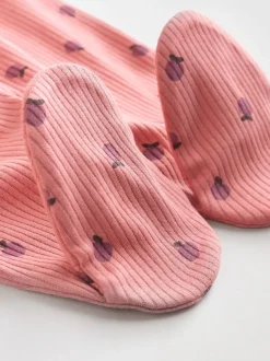 Roze/roestbruin met fijne bloemenprint - Set van 5 babypyjama's (0-2jr)