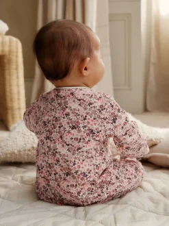 Roze/roestbruin met fijne bloemenprint - Set van 5 babypyjama's (0-2jr)