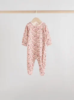 Roze/roestbruin met fijne bloemenprint - Set van 5 babypyjama's (0-2jr)
