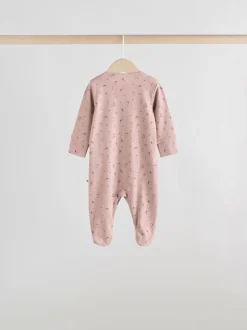 Roze/roestbruin met fijne bloemenprint - Set van 5 babypyjama's (0-2jr)