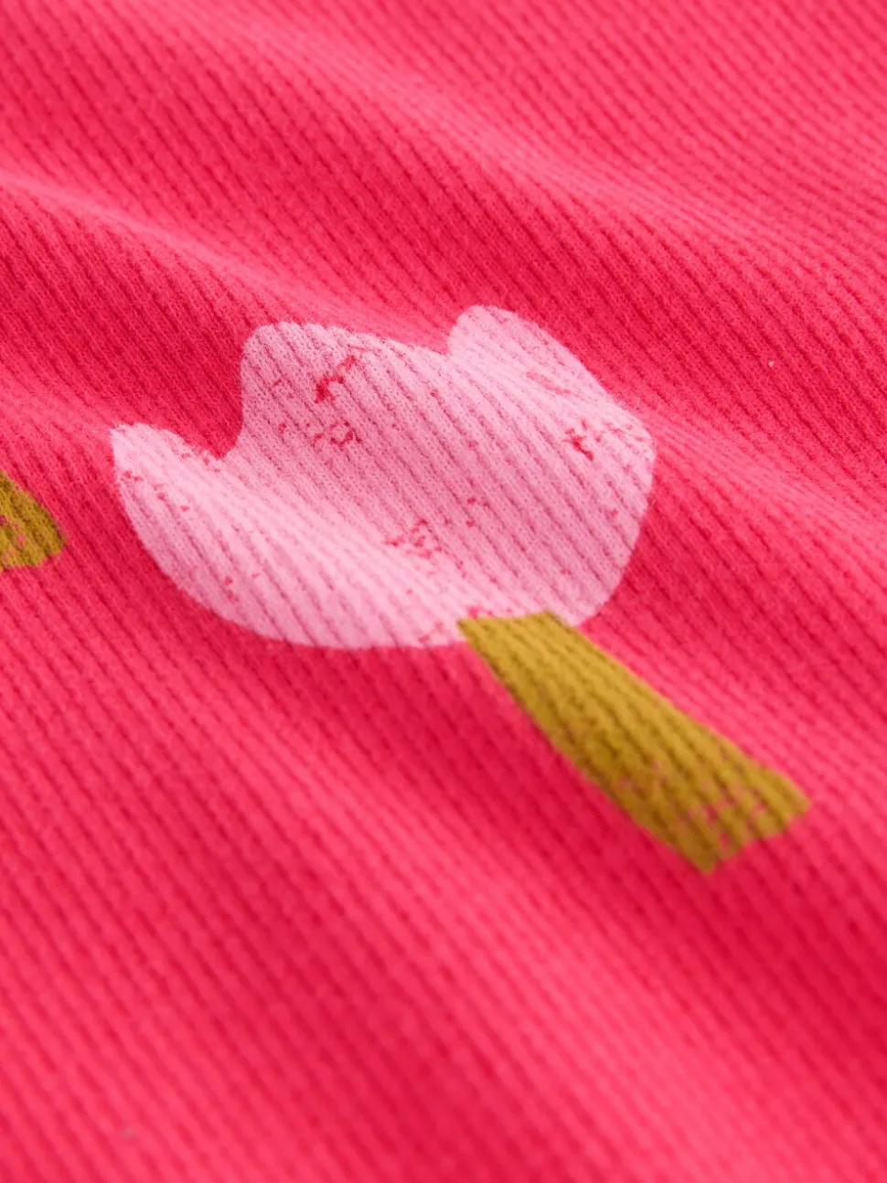 Roze/rood met bloemen - Geribbeld T-shirt met lange mouwen (3mnd-7jr)