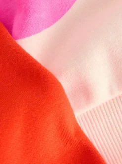 Roze/rood met hart - Set van sweatshirt en joggingbroek met rechte wijde pijpen (3mnd -7jr)