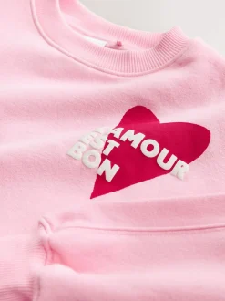 Roze/rood met hart - Sweatshirt and Flare Leggings Set (3-16yrs)
