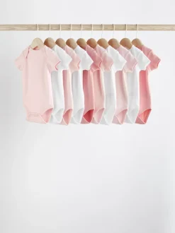 Roze/wit - Essentiële babyrompertjes met korte mouwen