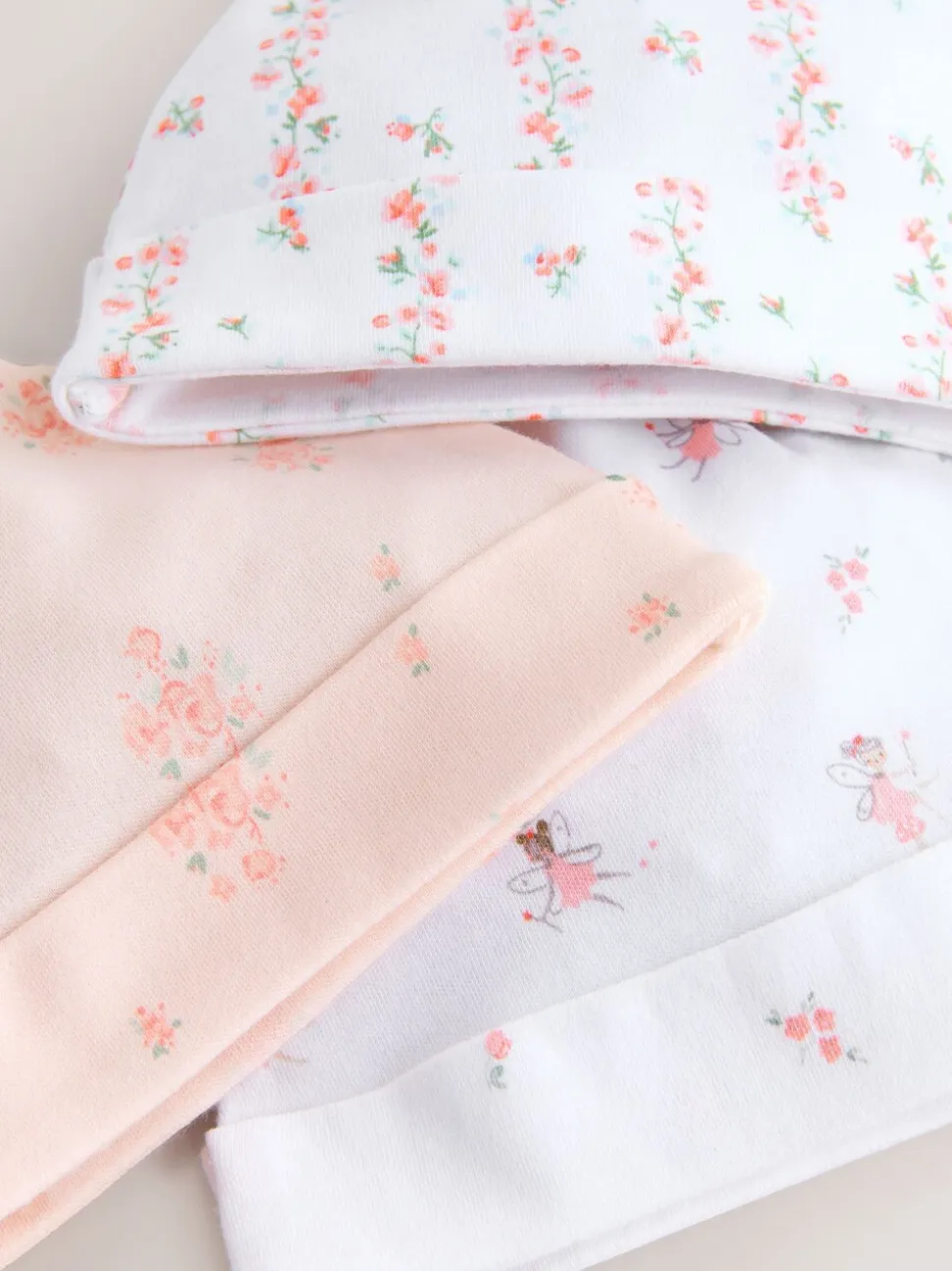 Roze/wit - Set van 3 babymutsen met strik (0-12mnd)