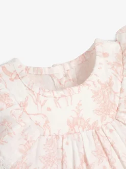 Roze/wit - The Little Tailor Mousseline babyplaysuit van 100% katoen