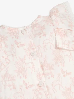 Roze/wit - The Little Tailor Mousseline babyplaysuit van 100% katoen