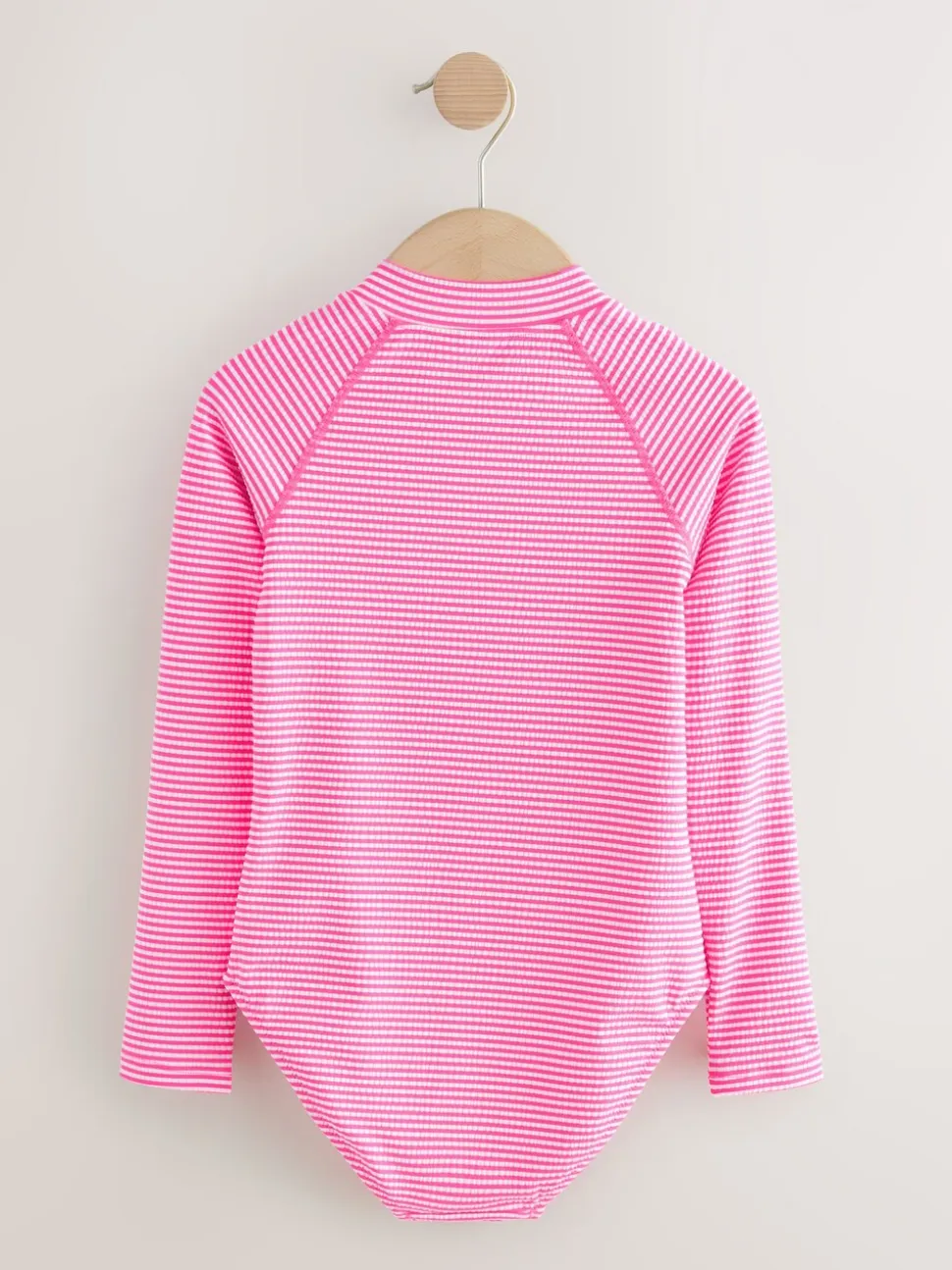 Roze/wit gestreept - Textured Long Sleeve Sunsafe Swimsuit (3-16yrs)