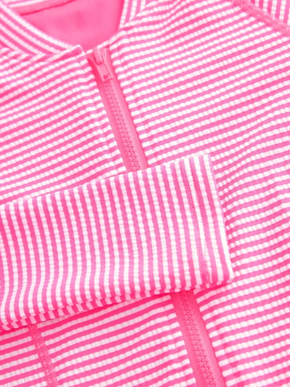 Roze/wit gestreept - Textured Long Sleeve Sunsafe Swimsuit (3-16yrs)