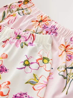 Roze/wit met bloemenprint - Verpakking van 2 pyjama's met joggingbroek (3 - 16 jr)
