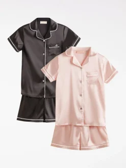 Roze/zwart - Lipsy satijnen pyjama's 2 pack (5-16jr)